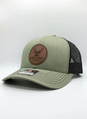 OG Logo Leather Patch Trucker Hat- Loden/Black